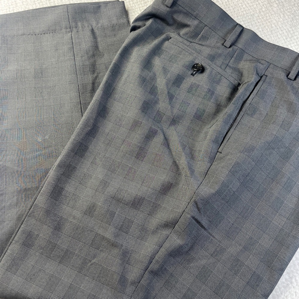 Ralph Ralph Lauren Slim Fit Gray Glen Plaid Dress Pants 38W x 27L